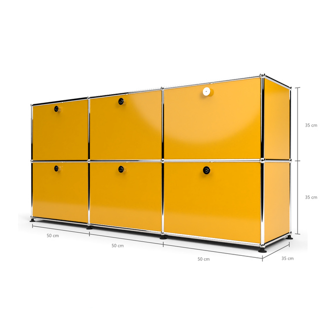 Sideboard 50 2x3 mit 6 Klapptren, Goldgelb