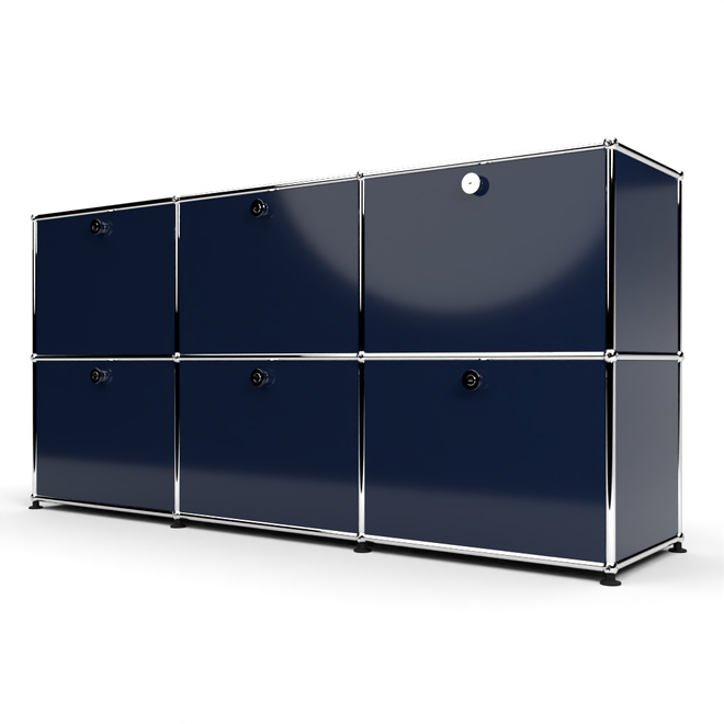 Sideboard 50 2x3 mit 6 Klapptren, Stahlblau