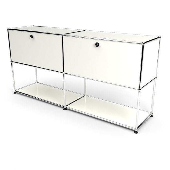 Sideboard 2x2 mit 2 Klapptren, unten offen, Weiss