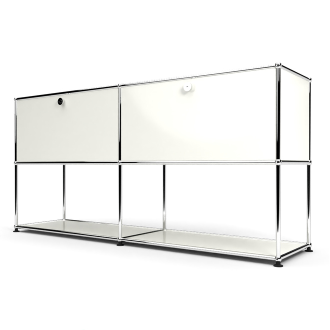 Sideboard 2x2 mit 2 Klapptren, unten offen, Weiss