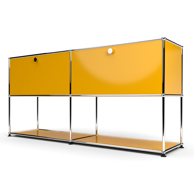 Sideboard 2x2 mit 2 Klapptren, unten offen, Goldgelb