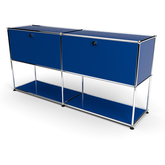 Sideboard 2x2 mit 2 Klapptren, unten offen, Enzianblau