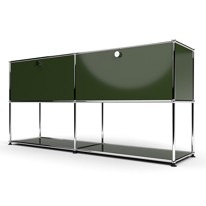 Sideboard 2x2 mit 2 Klapptren, unten offen, Olivgrn