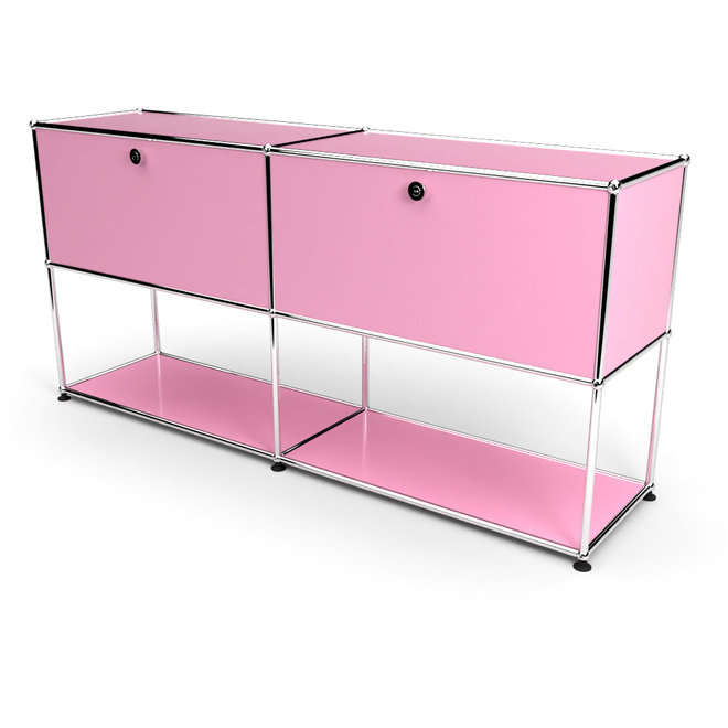 Sideboard 2x2 mit 2 Klapptren, unten offen, Rosa