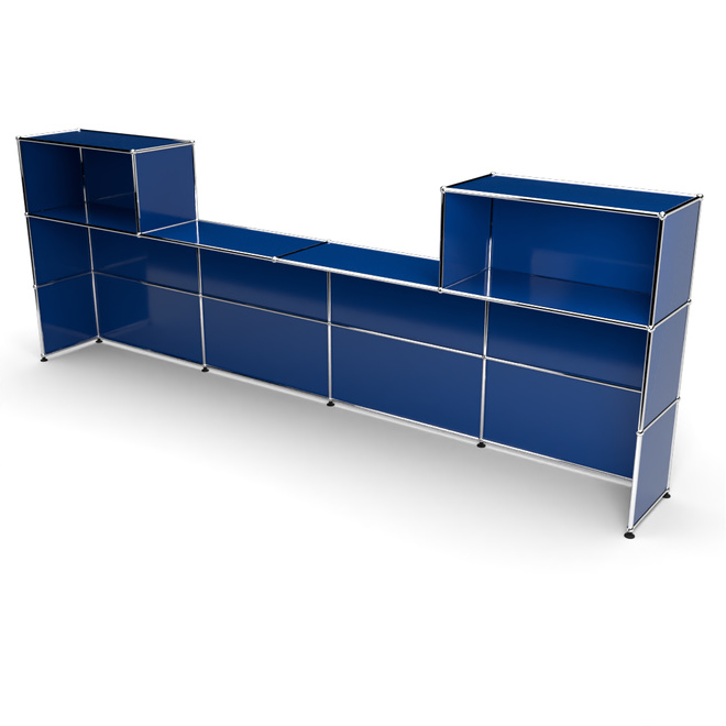 Theke 3x4, mit Lcke, Tiefe 38 cm, Enzianblau