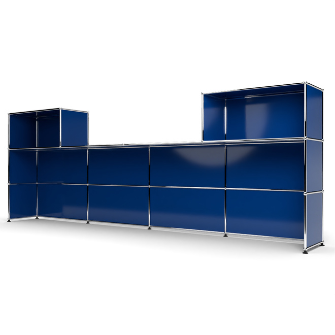 Theke 3x4, mit Lcke, Tiefe 38 cm, Enzianblau