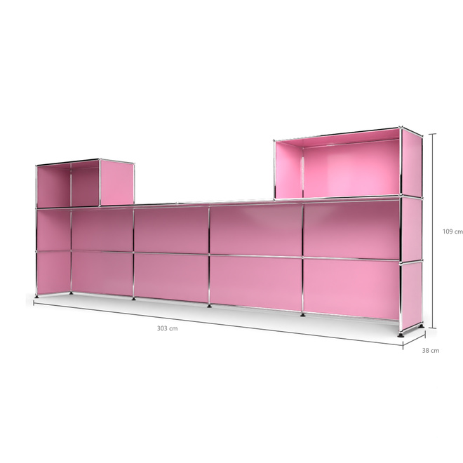 Theke 3x4, mit Lcke, Tiefe 38 cm, Rosa