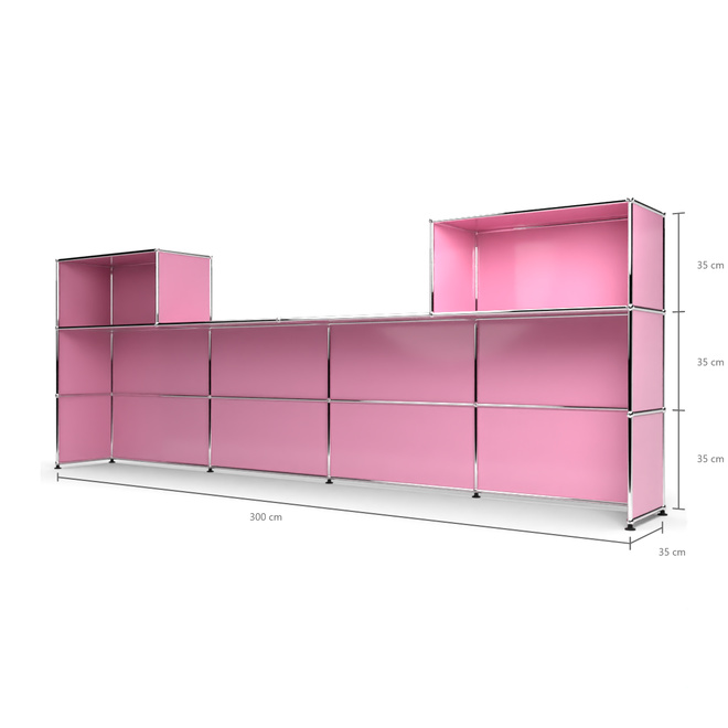 Theke 3x4, mit Lcke, Tiefe 38 cm, Rosa