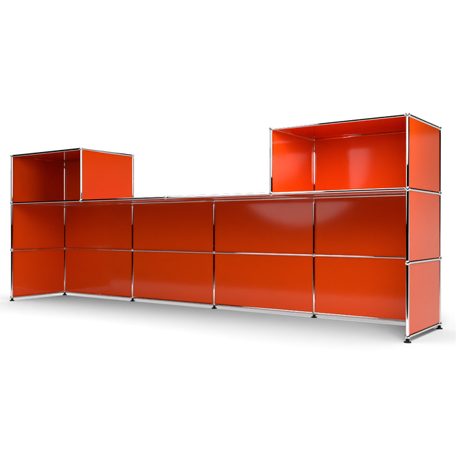 Theke 3x4, mit Lcke, Tiefe 53 cm, Orange