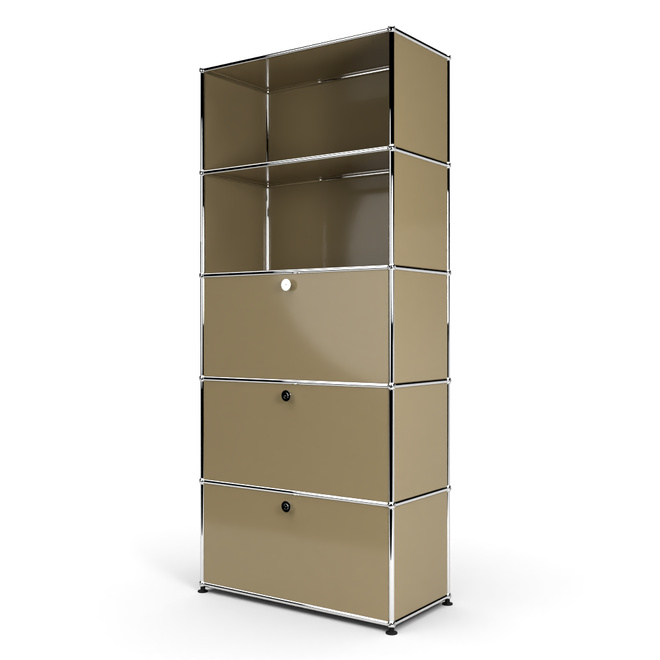 Wandregal 5x1 mit 3 Klapptren, Beige