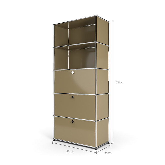 Wandregal 5x1 mit 3 Klapptren, Beige