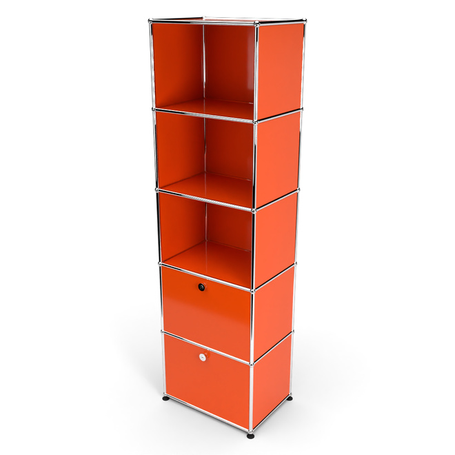 Wandregal 50 5x1 mit 2 Klapptren, Orange