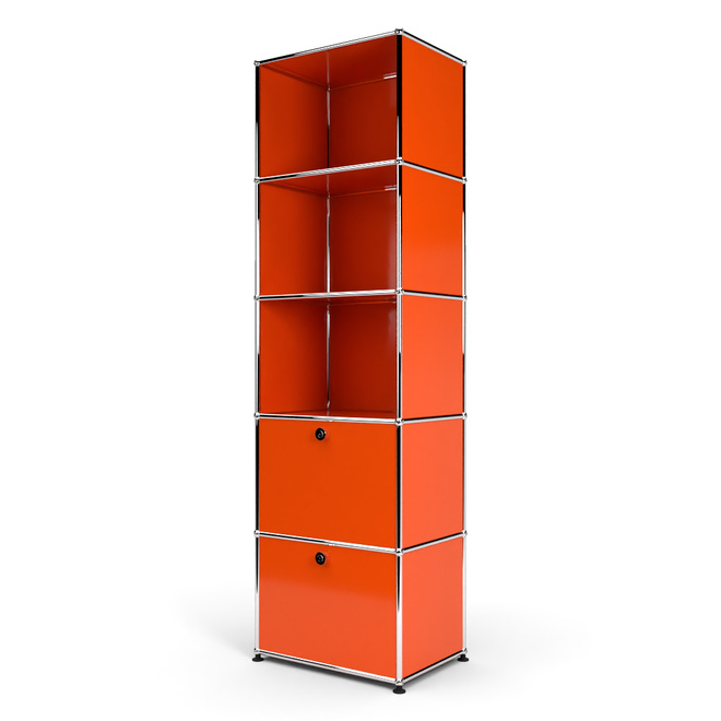 Wandregal 50 5x1 mit 2 Klapptren, Orange