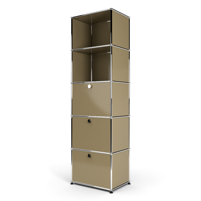 Wandregal 50 5x1 mit 3 Klapptren, Beige