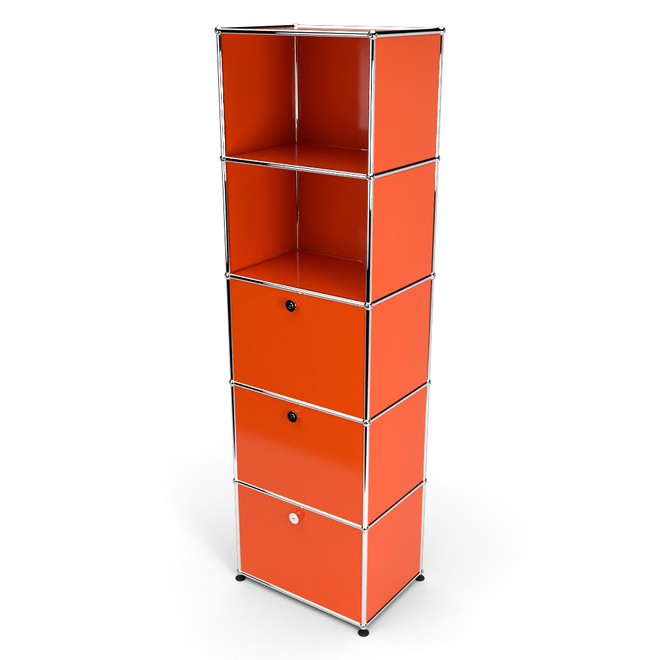 Wandregal 50 5x1 mit 3 Klapptren, Orange