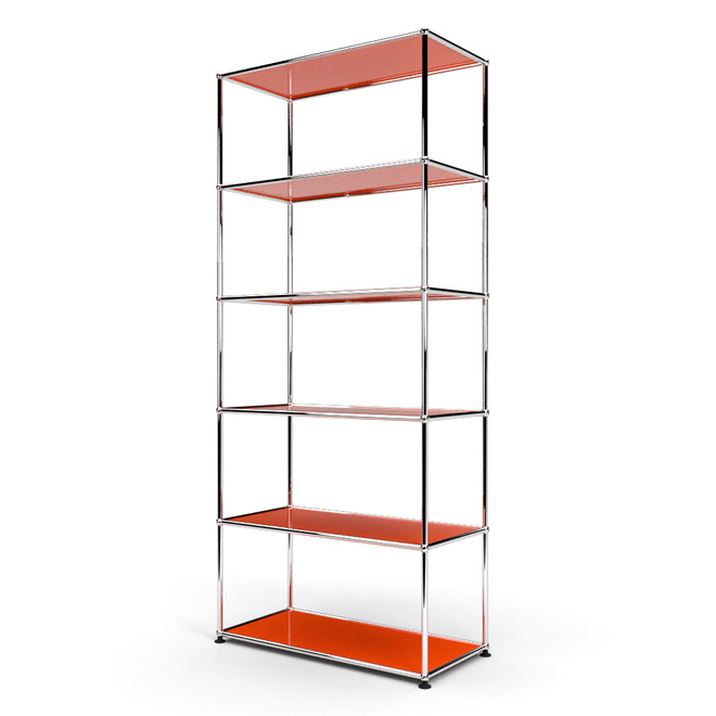 Wandregal 5x1 hinten ohne Rckwnde, Orange