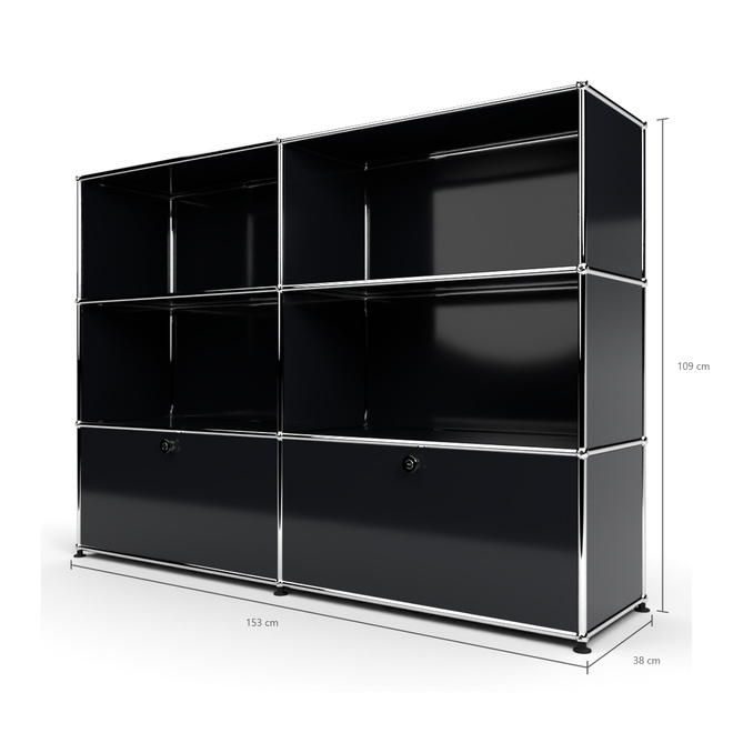 Highboard 3x2 mit 2 Schubladen unten, Graphitschwarz