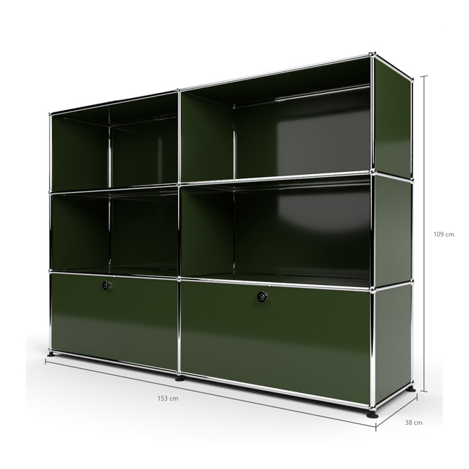 Highboard 3x2 mit 2 Schubladen unten, Olivgrn