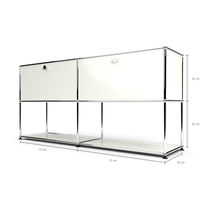 Sideboard 2x2 mit 2 Schubladen, unten offen, Weiss