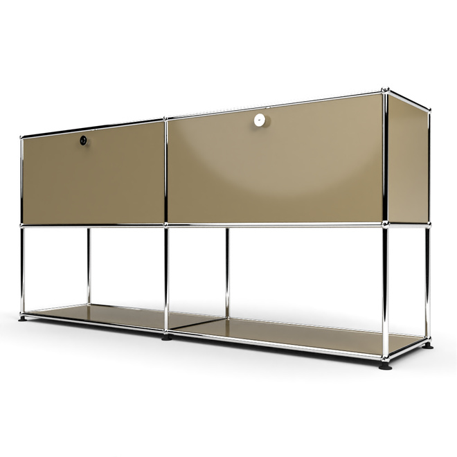 Sideboard 2x2 mit 2 Schubladen, unten offen, Beige