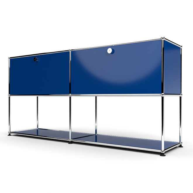 Sideboard 2x2 mit 2 Schubladen, unten offen, Enzianblau